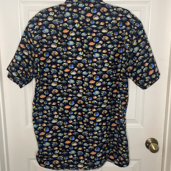 Jared Lang Shirt Navy with Fish Pattern Short Sleeve 2XL - Picture 5 of 5